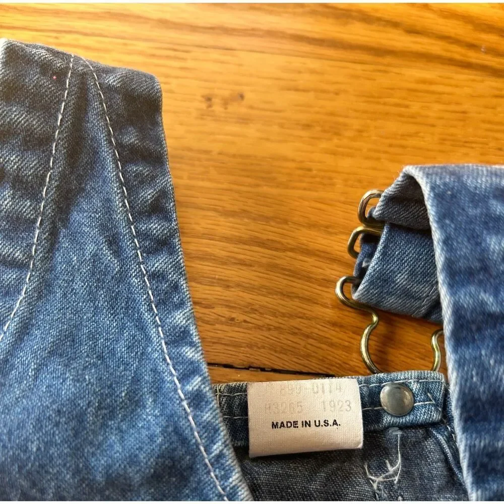 VTG OshKosh B'Gosh Vestbak Jean Overalls Toddler 3T Snap Denim USA Distressed